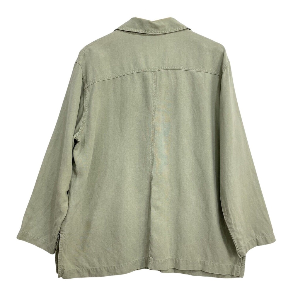 Chico's Design Jacket Womens 3 Green Tencel Linen Button Utility Shirt Top XL - Picture 4 of 12